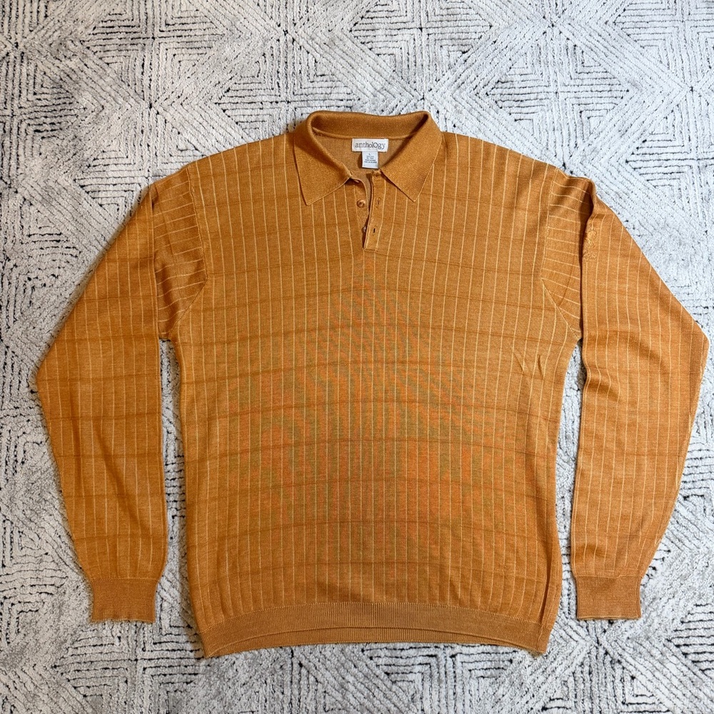 Anthology 100% Silk “Wild Fire” Embroidered Deer Collared‎ Sweater Top
